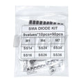 90PCS Rectifier Diode SS14 SS24 SS34 1N4007 1N4001 1N4004 SS16 SS26 SS36 SMD Schottky Diode Assort Kit
