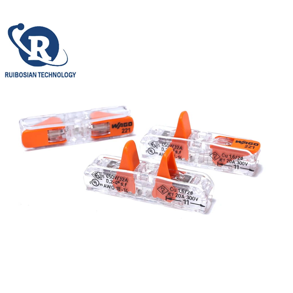 60PCS WAGO connectors wire connector 221-2401 221-2411 straight-through electrical installation terminal Bidirectional wiring