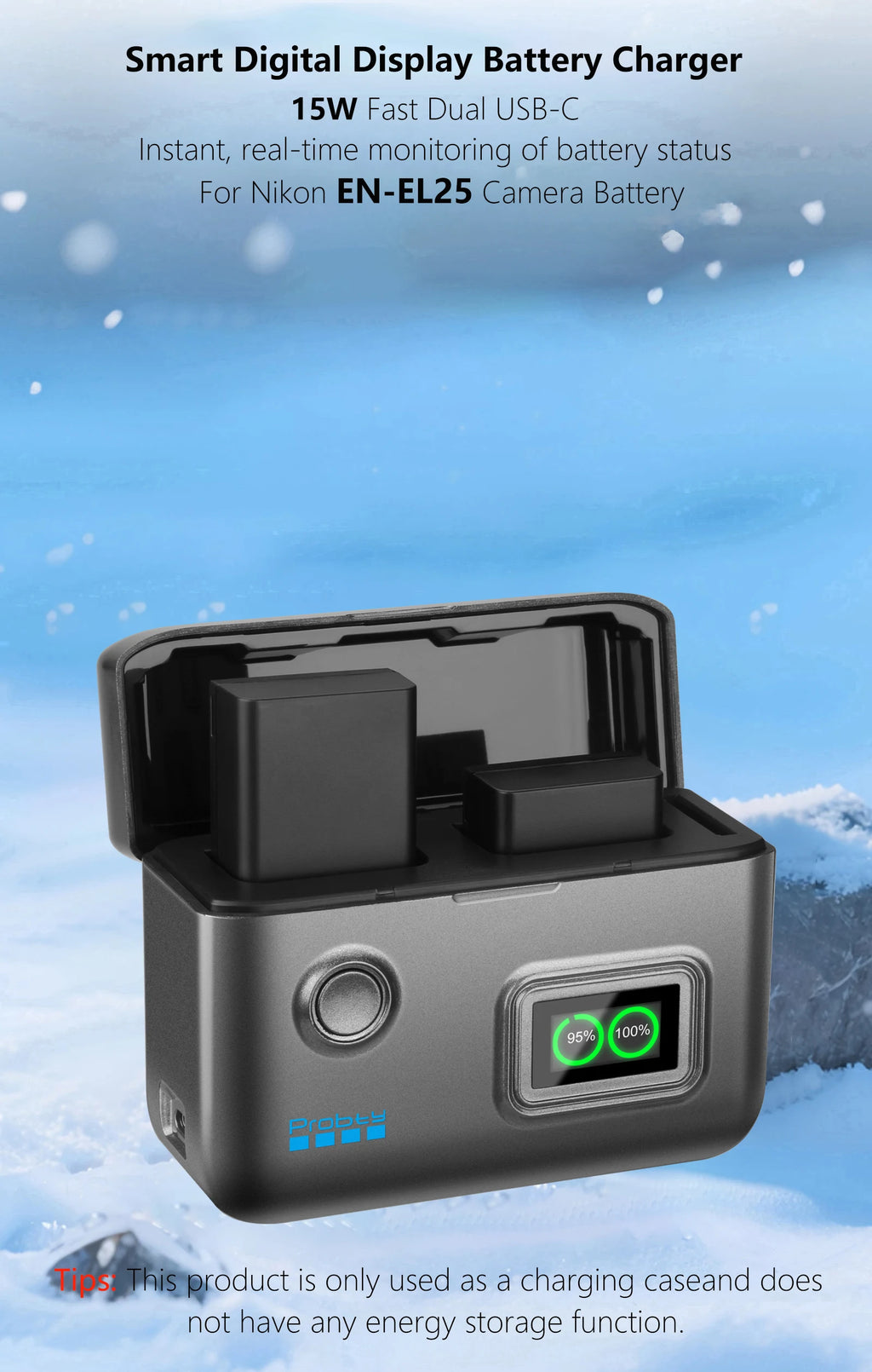 Probty EN-EL25 Portable Fast Charger With Smart Digital Display for Nikon Z50 II, Z50, Z30, Z fc,Camera