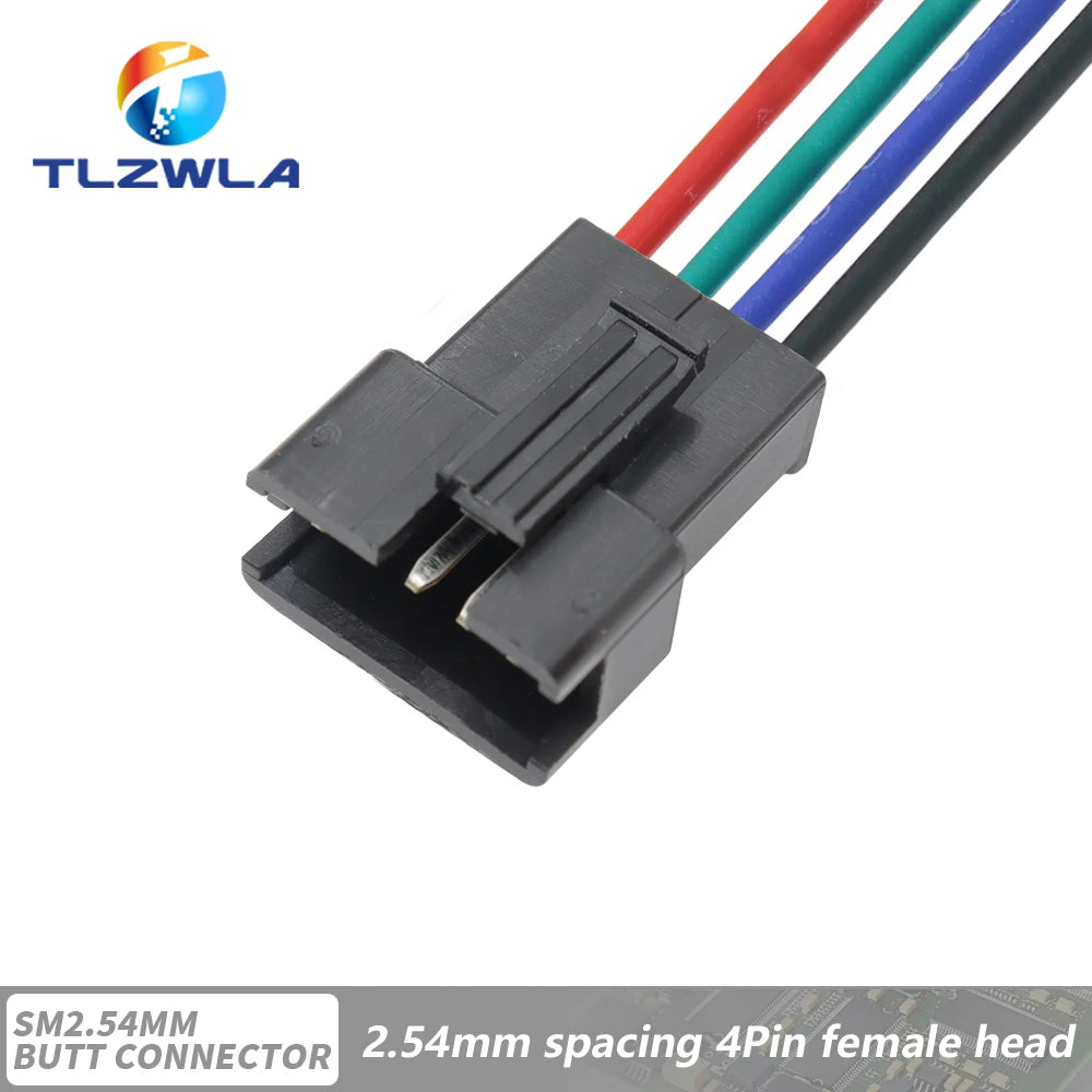10PCS JST SM 2/3/4/5/6Pins 2.54MM Plug Male to Female Wire Connector cable pigtail Plug LED Connecting line 20cm Long