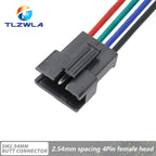 10PCS JST SM 2/3/4/5/6Pins 2.54MM Plug Male to Female Wire Connector cable pigtail Plug LED Connecting line 20cm Long