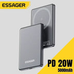 Essager Thin Wireless Power Bank Magnetic 20W 5000mAh Portable Fast Charging External Battery for Magsafe For iPhone 17 16 15 14