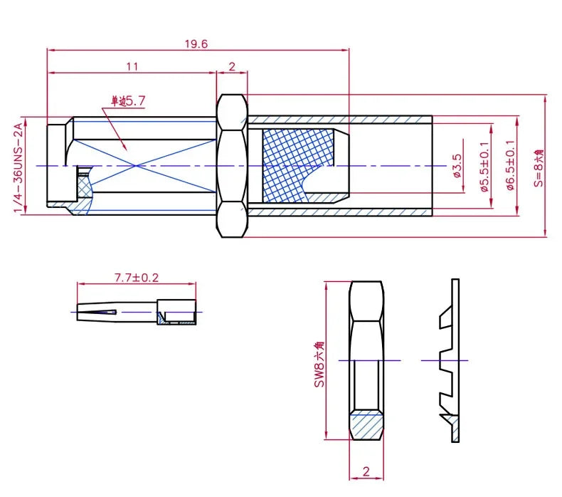 SMA Female RP-SMA Male Bulkhead Crimp Connector Gold-plated 50Ohms for RG58 RG142 SYV50-3 Cable