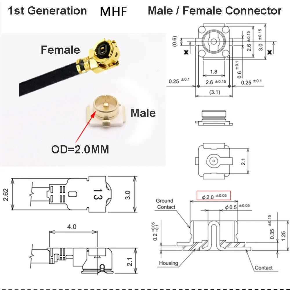 100PCS/LOT u.FL MHF3, MHF4 Male Plug PCB Soldering Connector for For RG178 / RF1.37 / RF1.13 / RF0.81 Cable