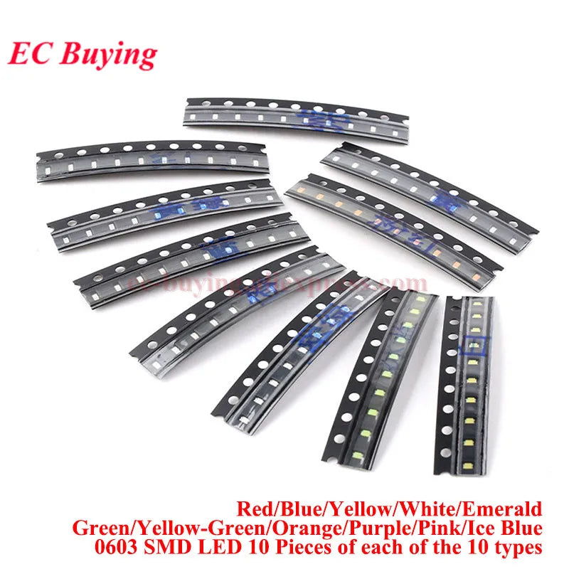 390Pcs/50pcs 0402 0603 0805 1206 3528 2835 5050 5730 SMD LED Kit Diodes Light Emitting Chip Surface Mount Diodo Red/Green/Blue