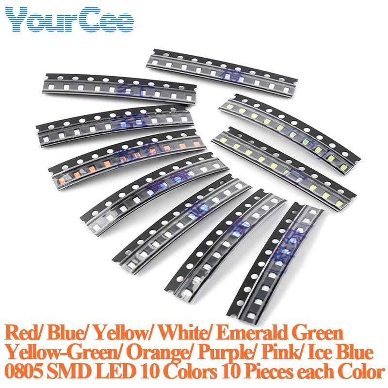 50pcs-390pcs SMD LED 0402 0603 0805 1206 3528 2835 5050 5730 Diode Red Blue Yellow White Green Orange Purple Pink