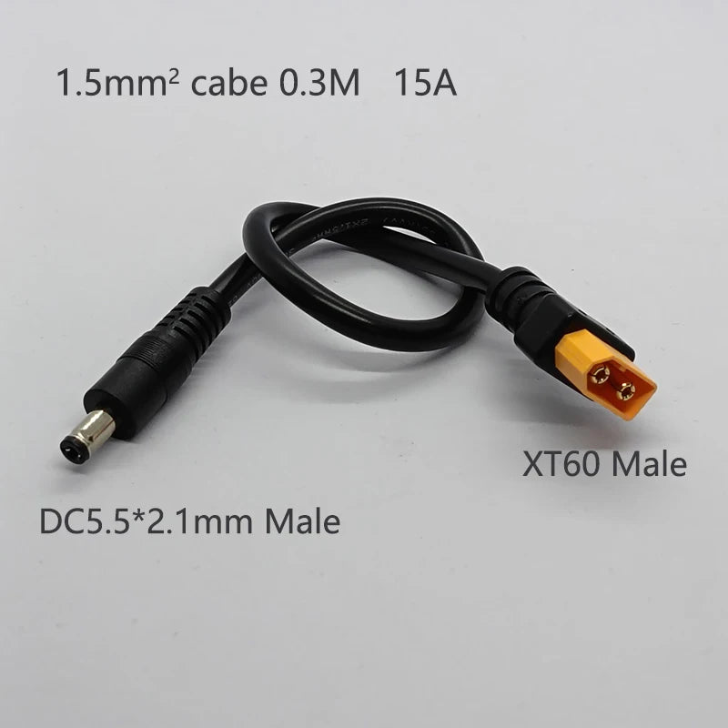 1PC XT60 To DC5.5*2.1/2.5mm Power Adapter Cable1.5mm² Cabe 30CM 15A Connector For Solar Charger Battery Charging Adapter Wiring