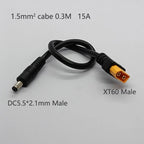 1PC XT60 To DC5.5*2.1/2.5mm Power Adapter Cable1.5mm² Cabe 30CM 15A Connector For Solar Charger Battery Charging Adapter Wiring