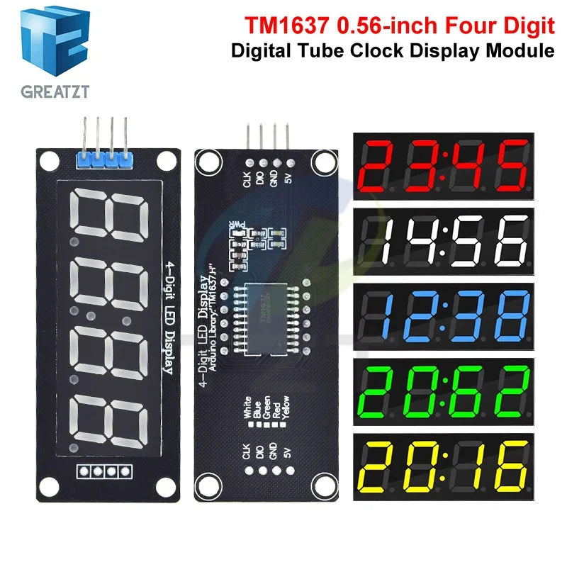 TM1637 LED Display Module for Arduino 4 Digit Tube 7 Segment 0.56 inch Time Clock Indicator Module Red Blue Green Yellow White