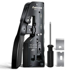 AMPCOM rj45 Crimper CAT7 Crimping Tool for Pass Through RJ11 RJ 45 Connector CAT6 CAT5E Modular Plugs With Wire Stripper Cutter