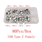 1Box USB Type C Female Charging Port 2/6/16 Pin Connector Type-C Socket SMD PCB Soldering DIY Repair USB-C Type C Jack Adapter