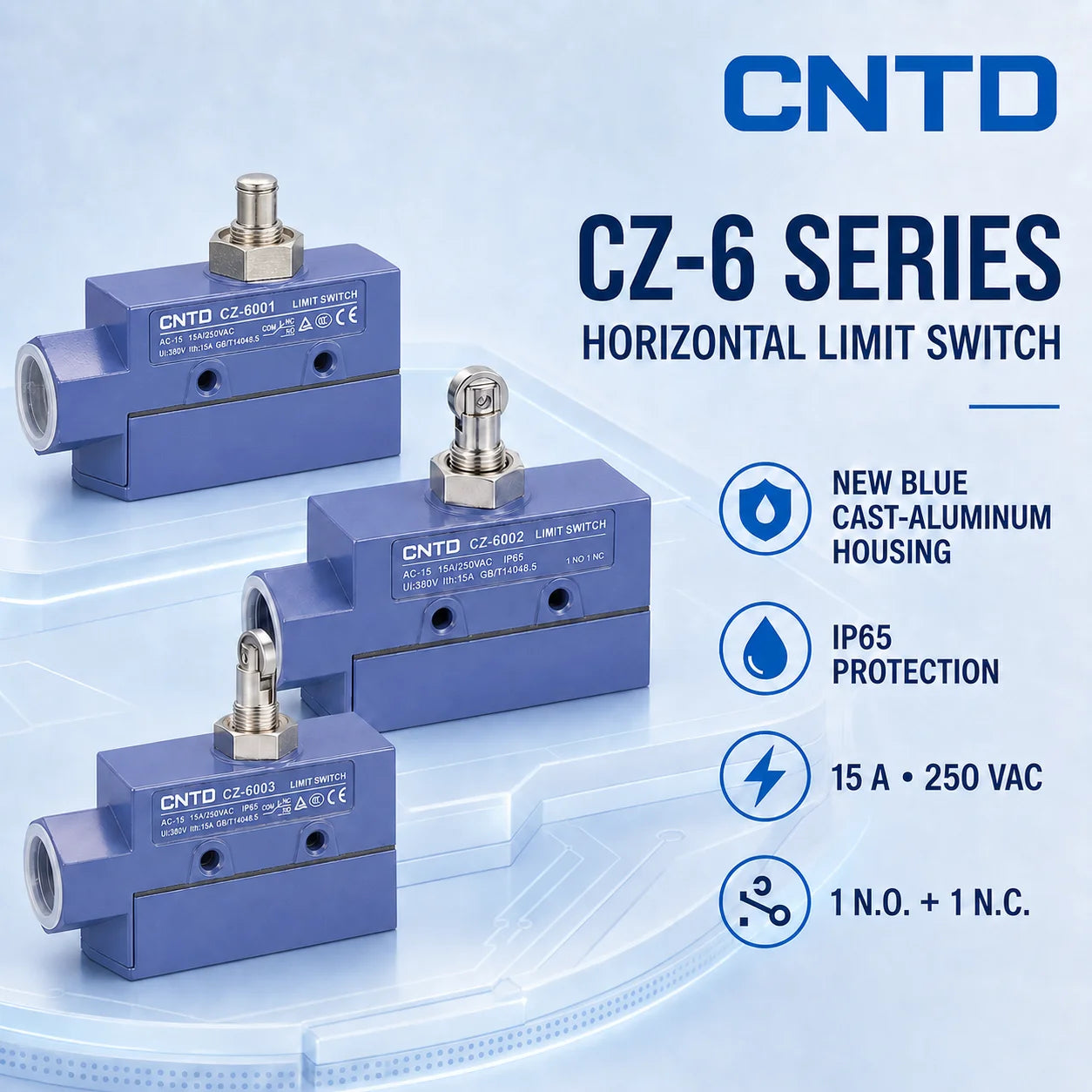 CNTD CZ‑6 Series Limit Switch CZ‑6001 CZ‑6002 CZ‑6003 CZ‑6004 CZ‑6005 Micro Travel Switch IP65 15A CE Certified Waterproof