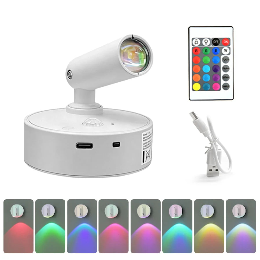 Motion Sensor LED Night Light Rechargeable Cordless Wall Lamp with Remote Control Touch Dimmable Magnetic Spotlight for Hallway