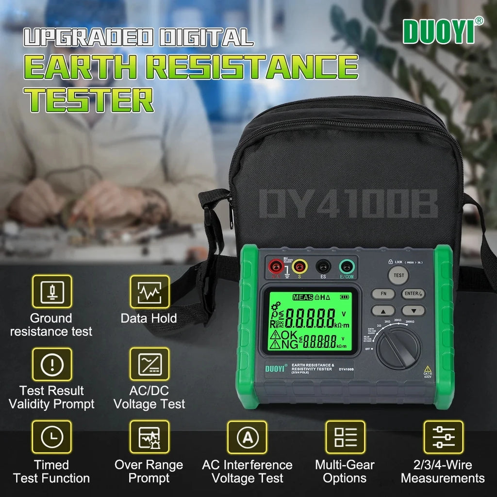 DUOYI 4100B Digital Ground Resistance Test Lightning Protection Detection Measuring Instrument Rocker Ground Resistance Tester