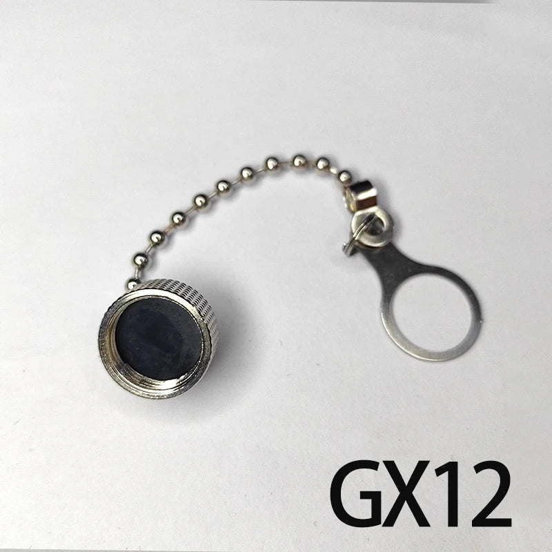 GX12 GX16 GX20 Aviation Circular Plug Socket Waterproof Dust Cable Connector Metal Leather Chain Protective Sleeve Cap