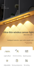 LED Cabinet Night Light Motion Sensor Wireless Ultra Thin Under Cabinet Lamp For Kitchen Bedroom Wardrobe Indoor Lighting