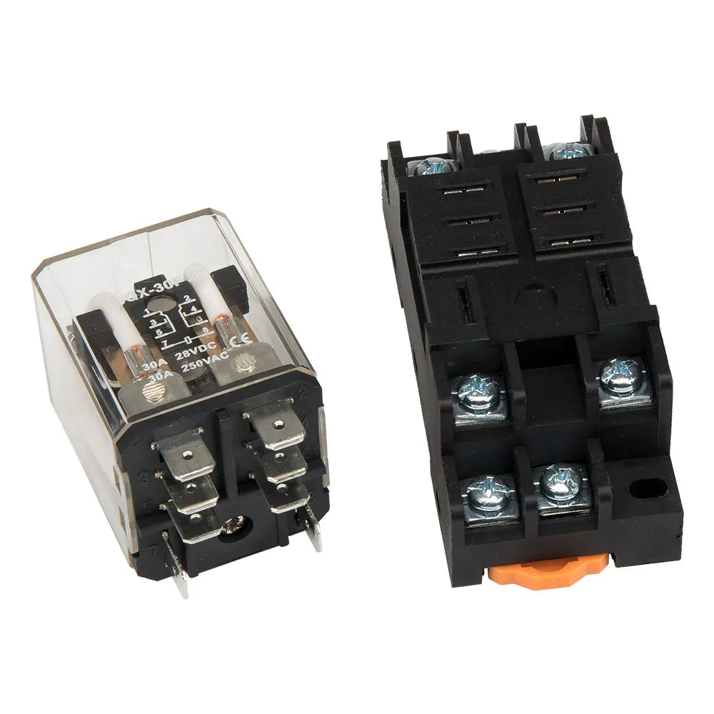 JQX-30F 30A electromagnetic relay with socket base DPDT high power relay JQX-30F-2Z AC 220V 110V DC 24V 12V