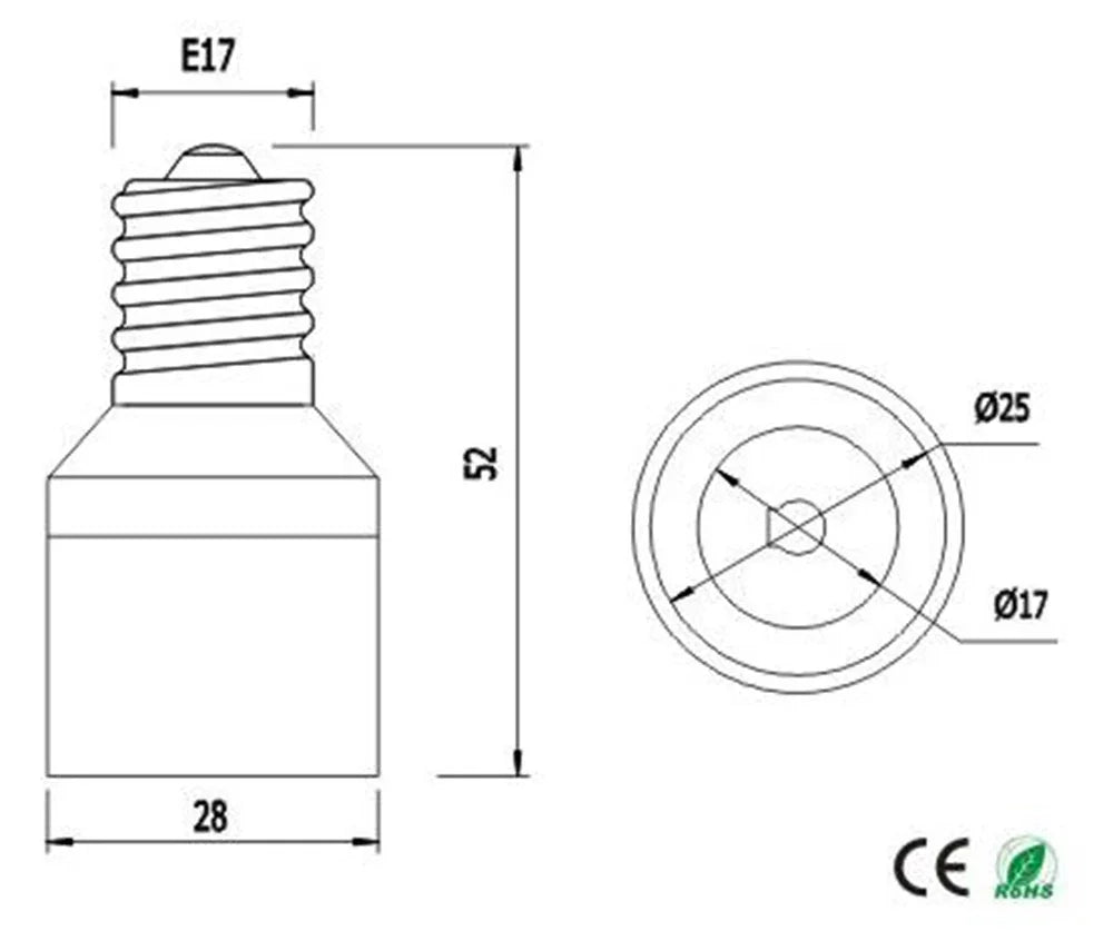 2PCS E17 Light Socket Adapter Extender E17 LED Candle Bulb Base Lampholder Extension Converter CE Rohs