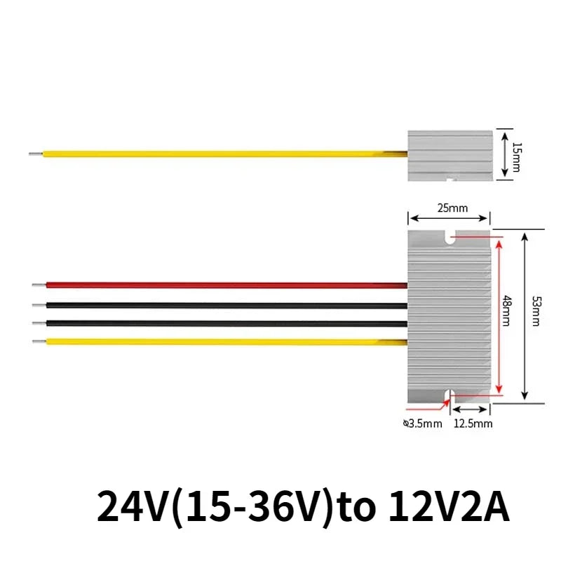 24V to 12V 2A-5A Power Buck Converter Voltage Transformer Waterproof Regulator Reducer Module Power Supply DC Buck Converter
