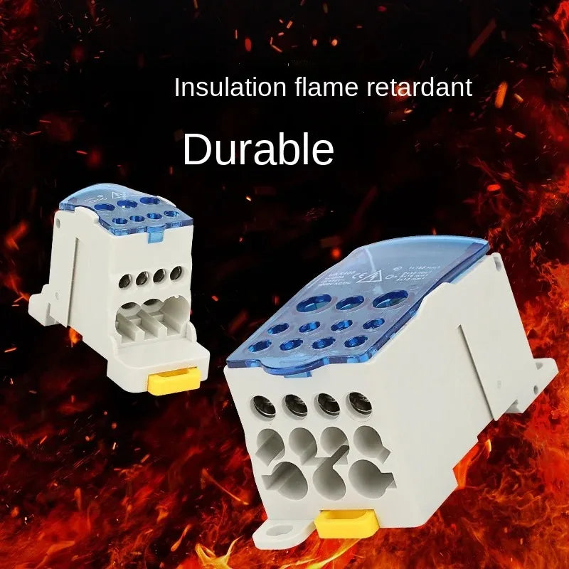 Din Rail Terminal Block UKK 80A/125A/160A/250A/400A Distribution Box One In Several Out Unipolar Junction Box Wire Connector