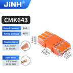 5Pcs Quick Lever Wire Connectors for Compact Plug In Male Female Terminals Blocks Home Wiring Orange 24A 20-13AWG