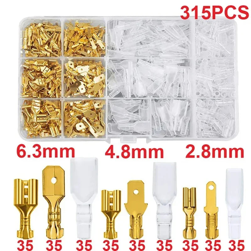 Male Female Wire Box Insulated Cable Macho Connector 2.8/6.3mm Electrical Crimp Terminals Termin Spade Connectors Assorted Kit