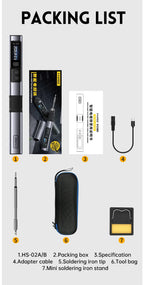 FNIRSI HS-02 Adjustable Temperature Soldering Iron DC 20V 100-450℃ Welding Solder Rework Station PD 100W Portable Repair Tool