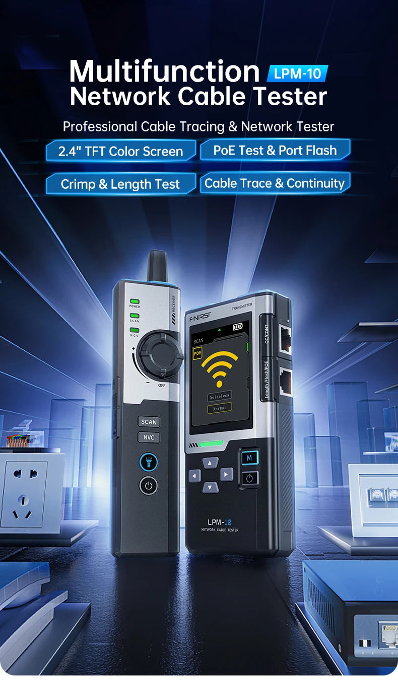 FNIRSI LPM-10A Intelligent Cable Finder RJ45/RJ11 Line Tester LAN Cable Tester Port Flash Anti-interference Network Repair Tool