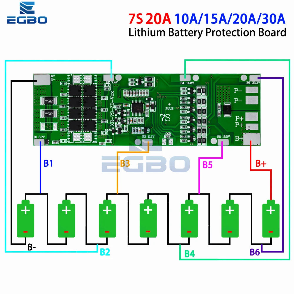 1~5PCS BMS 7S 24V 10A 15A 20A 30A Li-ion 18650 Battery Charge Board With Balance Function Short Circuit / Temperature Protection