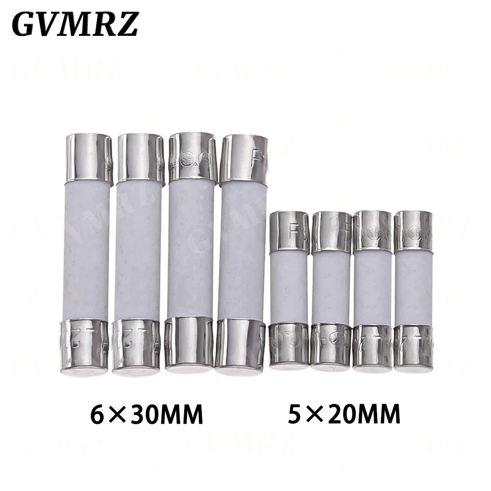 10PCS 5X20MM 6X30MM Fast Blow Ceramic Fuse 5*20mm 250V 0.1A 0.25A 0.5A 1A 1.5A 2A 2.5A 3A 3.15A 4A-30A Slow Break The Fuse Tube