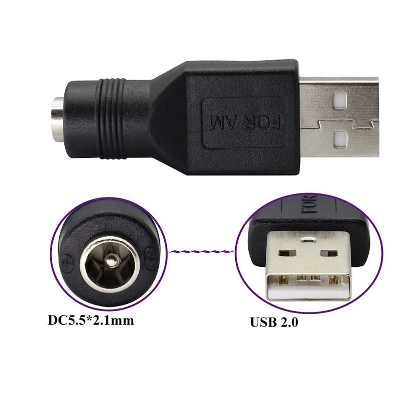 AC TO DC Adapter Plug DC Female to USB Male Female DC 5.5 * 2.1MM Power Converter 12V Plug Charging Adapter Converter USB Plug
