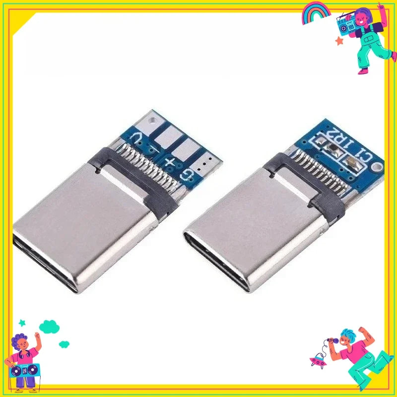 5PCS USB 3.1 Type-C Connector 24 Pins Male / Female Socket Receptacle Adapter To Solder Wire & Cable 24 Pins Support PCB Board