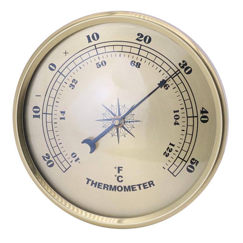 Diameter 90mm Gold Frame Wall Hanging Thermometer Alarm Clock Hygrometer Thermometer Barometer for Laboratories
