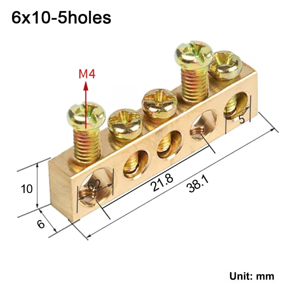 Copper Wire Connector Multi-specification With Hole Screw Copper Bar Terminal Brass Row Junction Box Power Distribution Cabinet