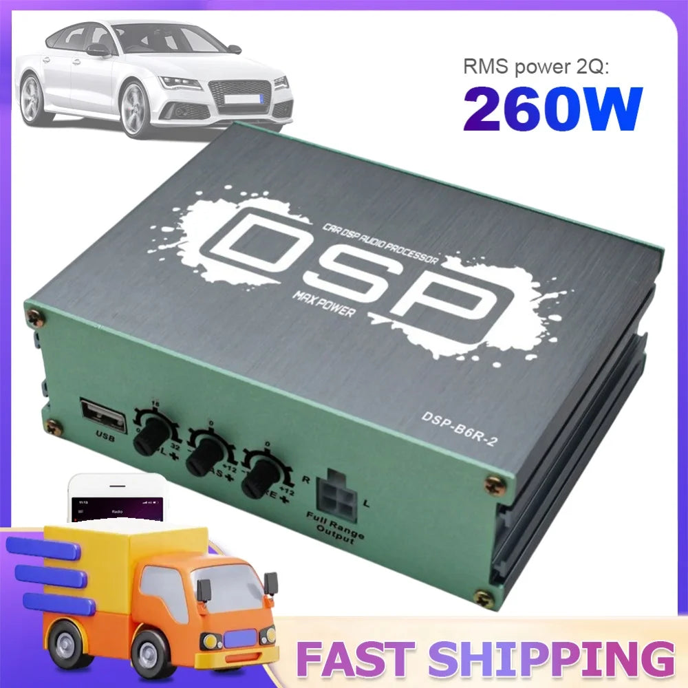 Car DSP Digital Audio Processor Support APP Control DSP Car Power Amplifier 6-Channel Output Audio Digital Sound Processor