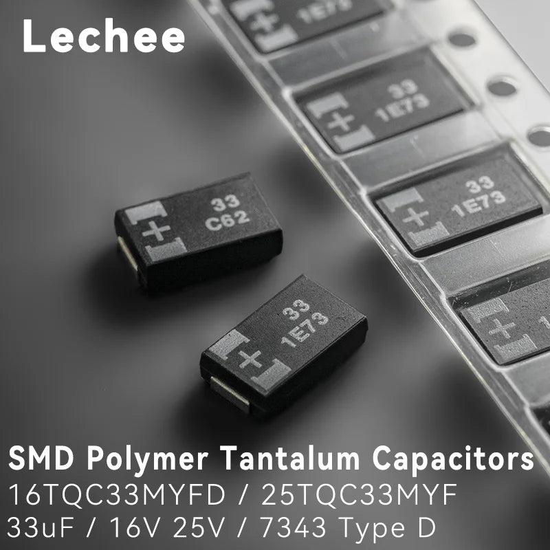 10pcs/lot 16V 25V 33uF 60mR 70mR 7343 16TQC33MYFD 25TQC33MYF  Type D SMD Polymer tantalum capacitors Low ESR New and original