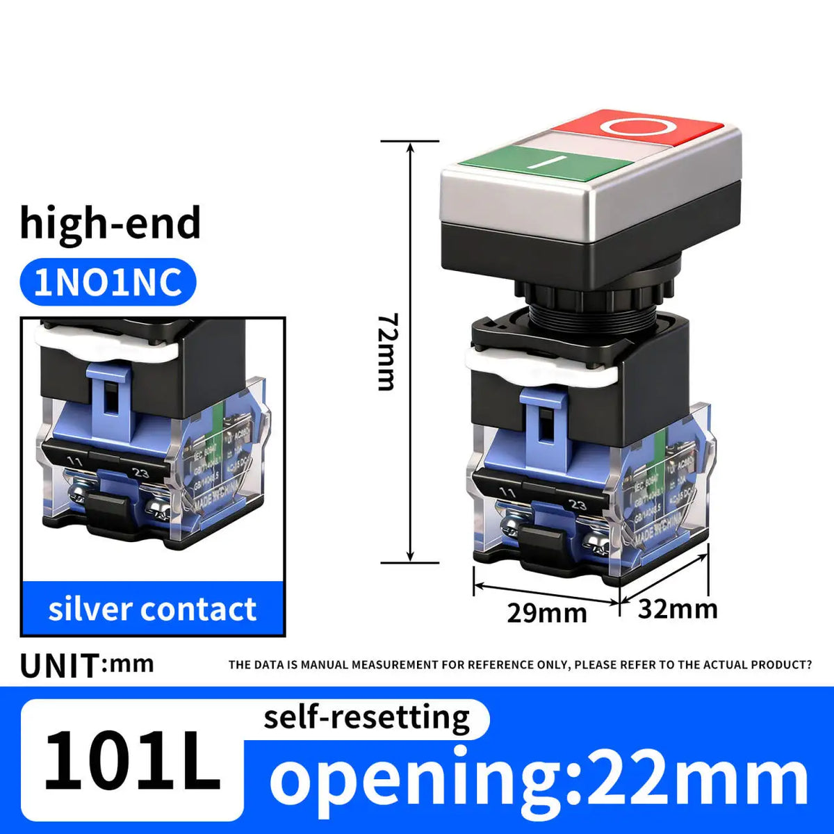 10Pcs 22MM Momentary Double Head Push Button with Signal Lamp On/Off Start/Stop,LED Light 12V 24V 110V 220V 380V optional
