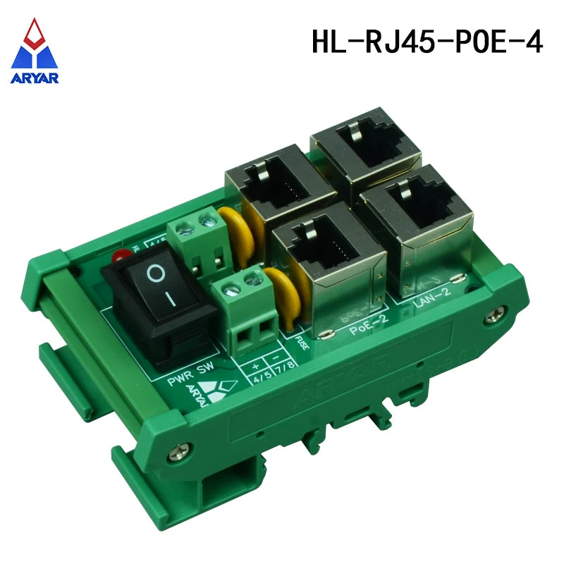 DIN Rail Mount 2-Port Passive RJ45 PoE Power Injection Board Power over Ethernet Injector Module for Network Equipment