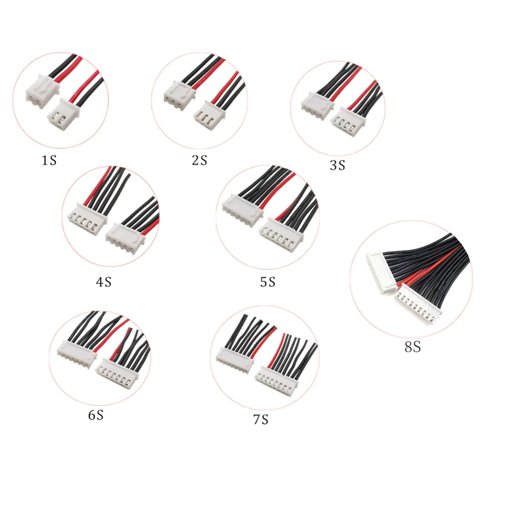 5Pcs JST-XH Balance Charger Cable 1S 2S 3S 4S 5S 6S 7S 8S 22AWG Silicone Wire 10cm Female Plug Extension Cord RC Lipo IMAX B6