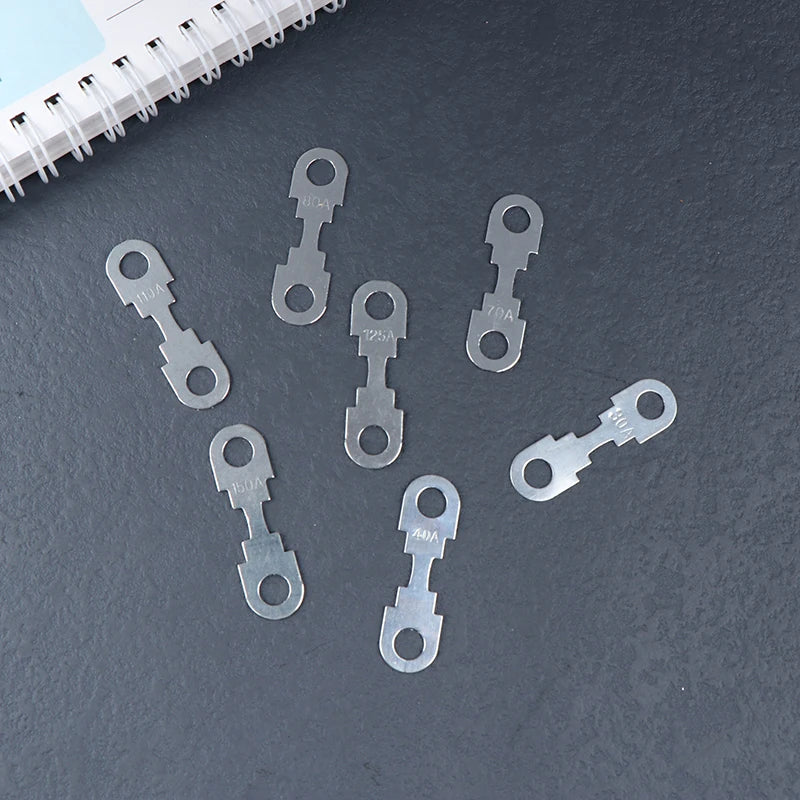 New 10Pcs 30A-150A 32VDC Small Fuse Sheet Automotive Car Flat Zinc Sheet For Car Fuse Round Hole Insert Fuse Auto Parts