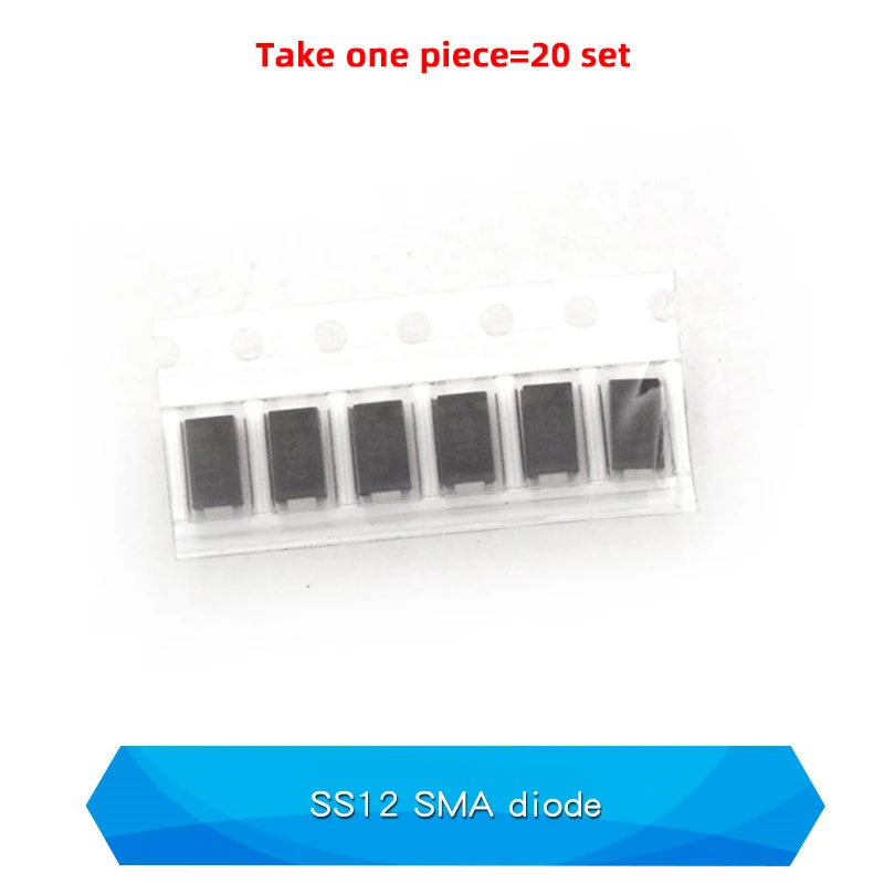 20PCS M1 M2 M4 M7 S4 SMA 1A 1N4001 4002 4004 4007 SS12 SS310 RS1M RS2M ES1D ES1J US1M SMD Schottky Rectifier Diode DO-214AC