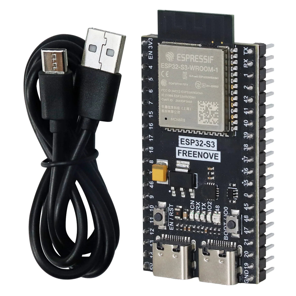 Freenove ESP32 ESP32-S3 Development Board Kit, USB-OTG WiFi+BT, 240 MHz 32-bit Dual-core, Python C, Example Projects Tutorial