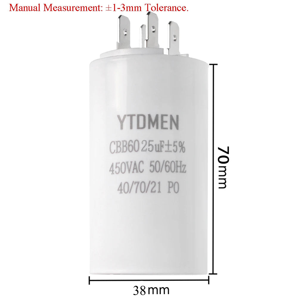 AC 450V CBB60 Dual Insert Motor Starting Capacitor 4pin 4UF-60UF Replacement Motor Run Capacitors For Air Compressor Water Pump