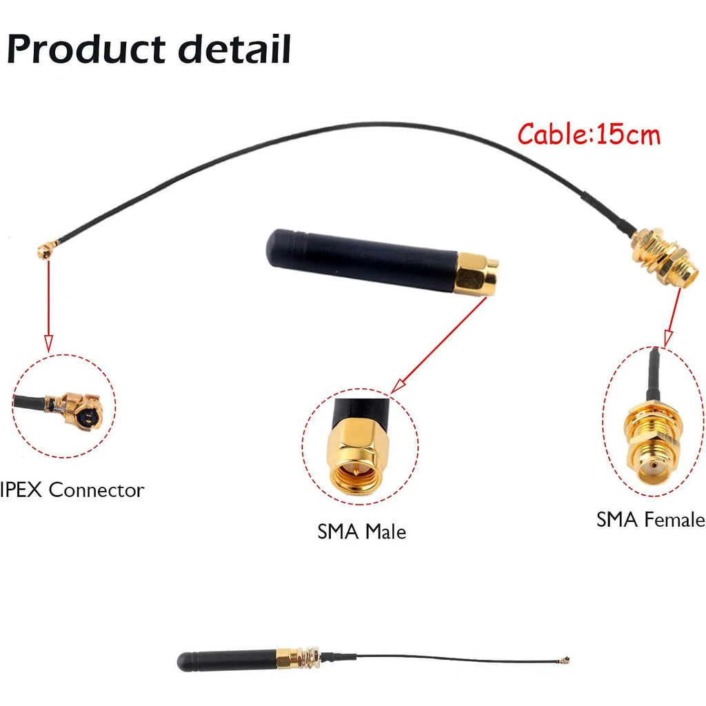 4PCS LoRa Antenna 868MHz 915MHz 2DBI with U.FL I-P-E-X-1 to SMA Connector for Lora Board ESP32 Lora32u4 II WiFi Lora32 15cm