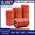 1pcs 50v 10000uf 63v10000uf 80v 10000uf JCCON Copper Pin Capacitors Audio Amplifier Filters Aluminum Electrolytic Capacitors Red
