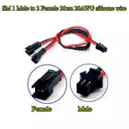 2Pin LED Y Splitter Connector JST SM 1 Male/Female to 2 Female/Male Wire Cable 20AWG For WS2812 WS2811 SK6812 RGB RGBW Led Strip