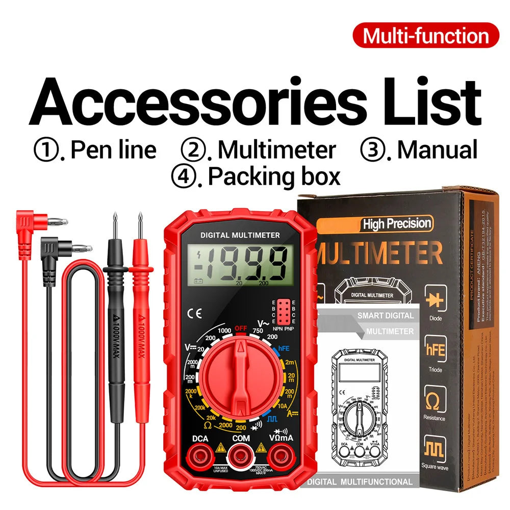Digital Multimeter Voltage Tester Voltmeter SZ06 SZ308 TRMS 2000 Counts Auto-Ranging Ohm Volt Amp Meter Measuring AC/DC Voltage