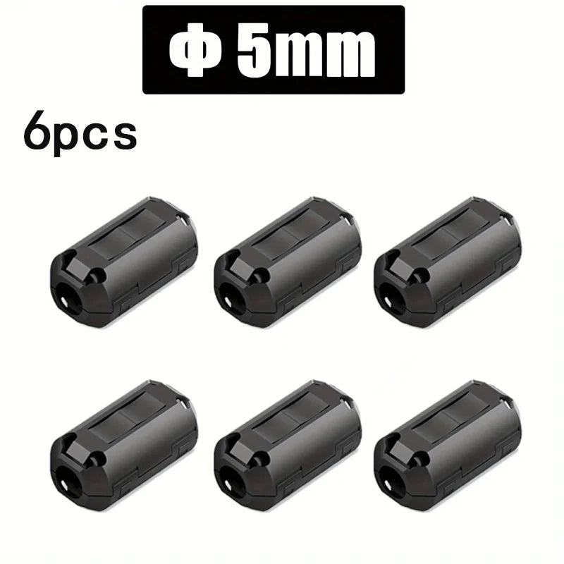 6/10PC Snap Magnetic Ring Ferrite Filter For Cable Shield Removable EMC Inner Diameter  5mm 7mm 9mm 11mm 13MM Degaussing Filter