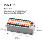 1PC 225 Series Fixed Modular Wire Connectors Compact Splicing Lighting Push-in Multi Link Terminal Block 1 In Multiple Out