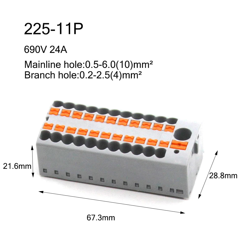 1PC 225 Series Fixed Modular Wire Connectors Compact Splicing Lighting Push-in Multi Link Terminal Block 1 In Multiple Out